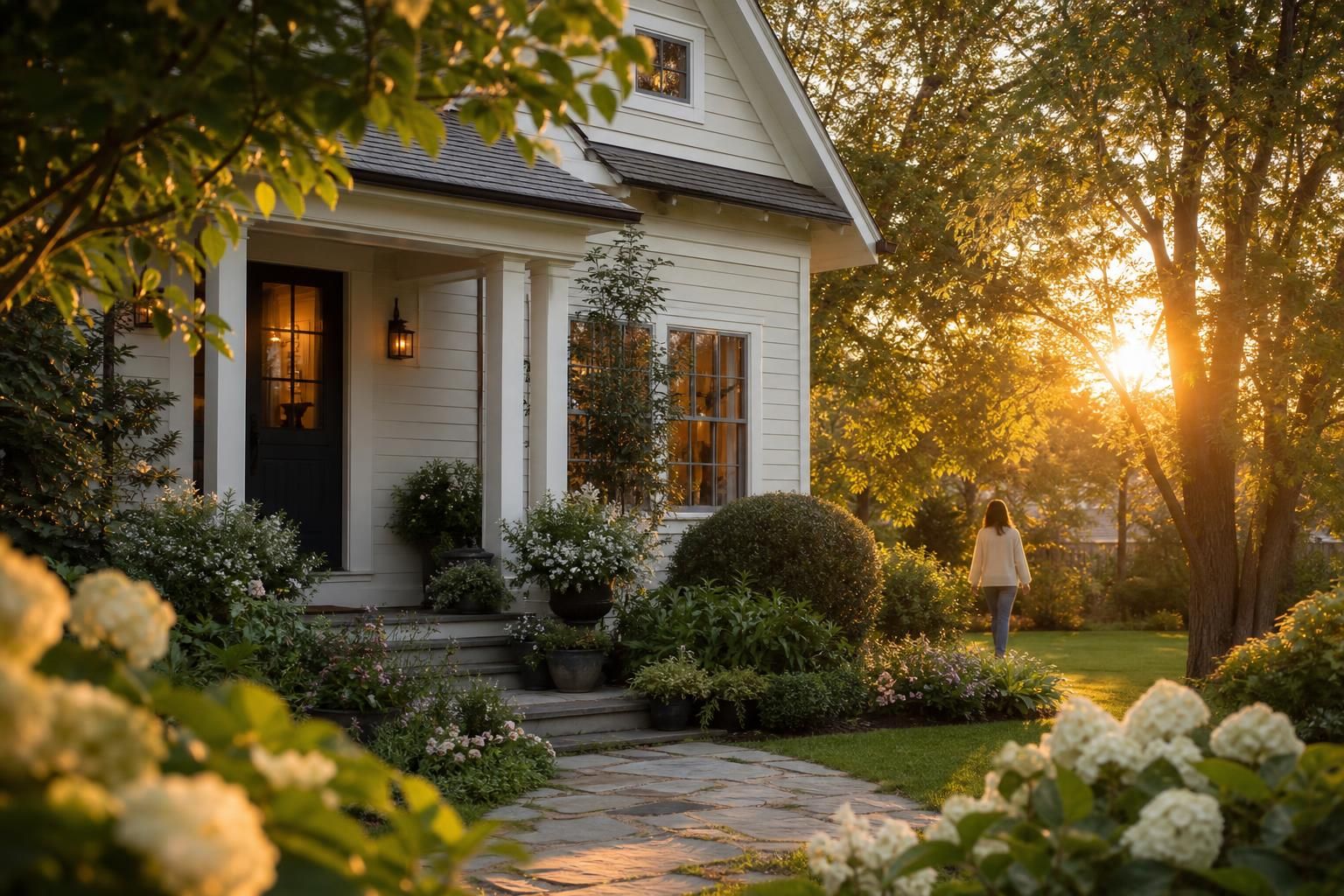 A family home at golden hour